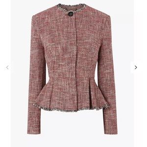 L.K.Bennett Cesilia Textured Peplum Detail Jacket, Red/Multi